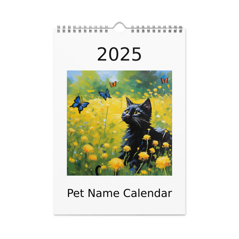 PugMug Custom Black Companion Cat Wall Calendar (2026)