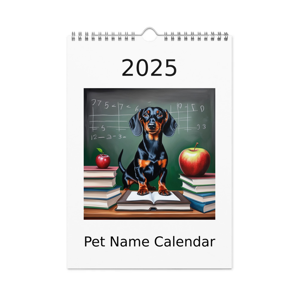 PugMug Custom Black Dachshund Wall Calendar (2026)