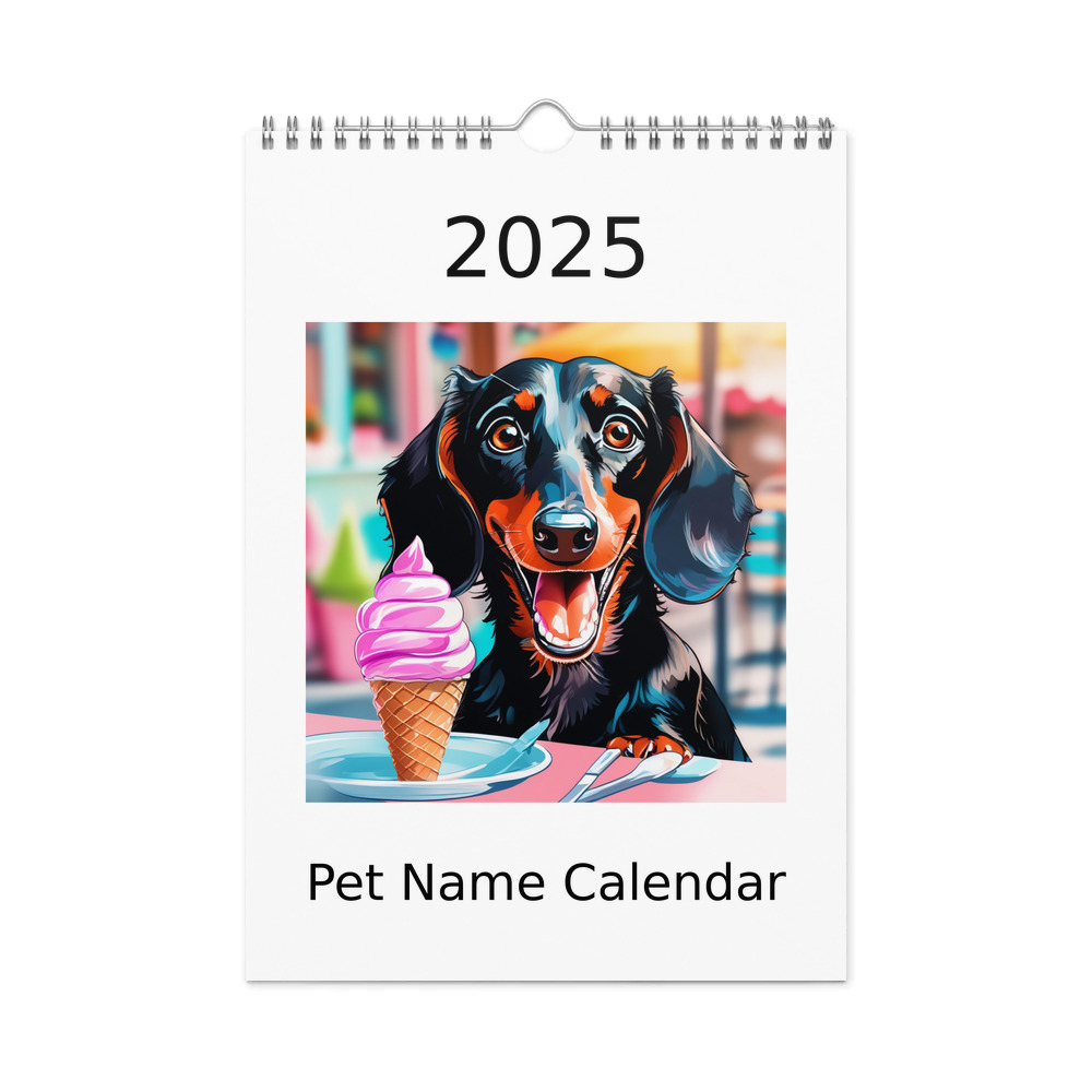 PugMug Custom Black Dachshund Wall Calendar (2026)