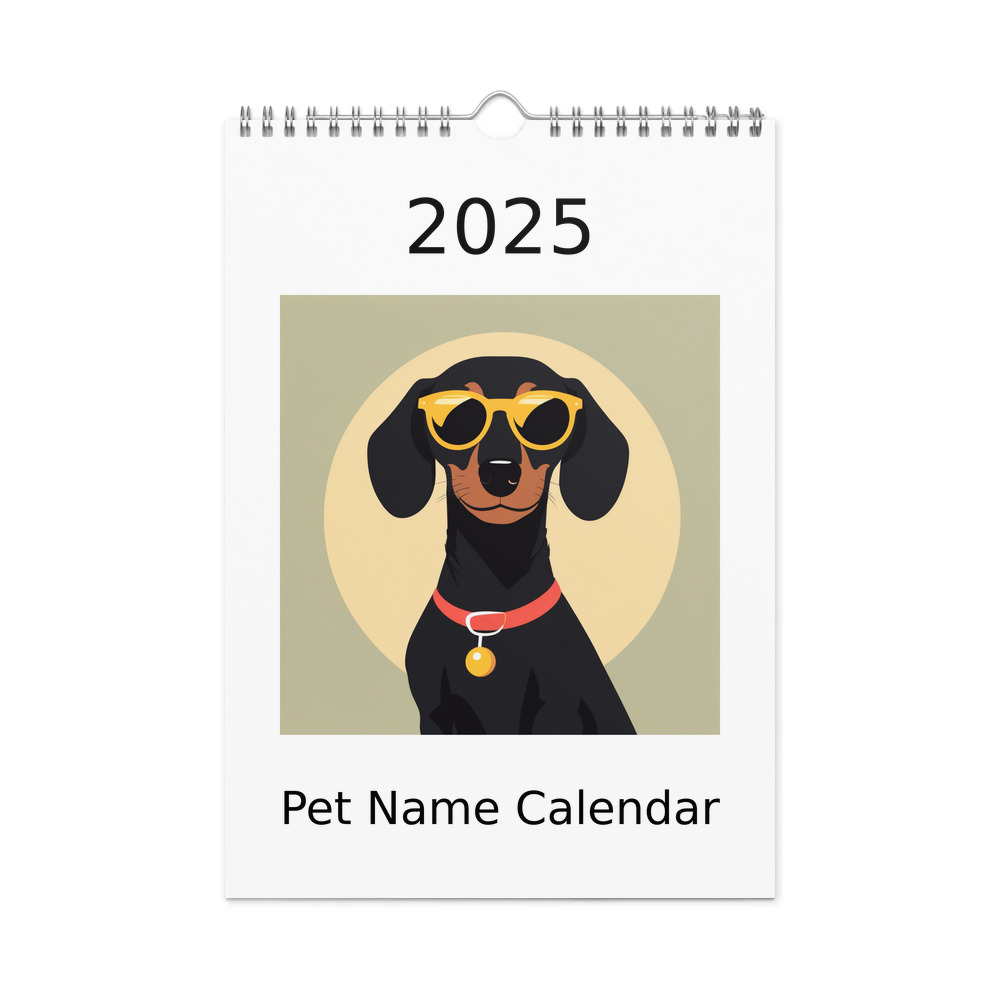 PugMug Custom Black Dachshund Wall Calendar (2026)
