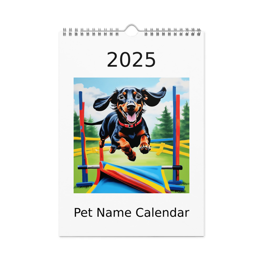 PugMug Custom Black Dachshund Wall Calendar (2026)