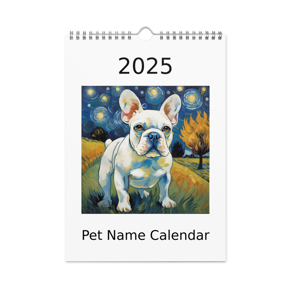PugMug Custom White French Bulldog Wall Calendar (2026)