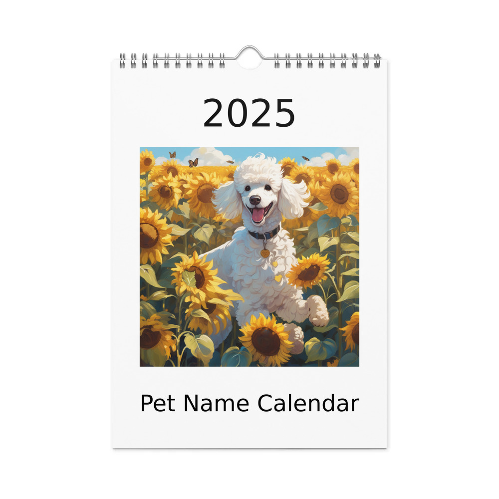 PugMug Custom White Poodle Wall Calendar (2026)
