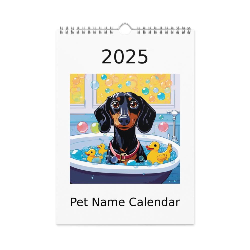 PugMug Custom Black Dachshund Wall Calendar (2026)