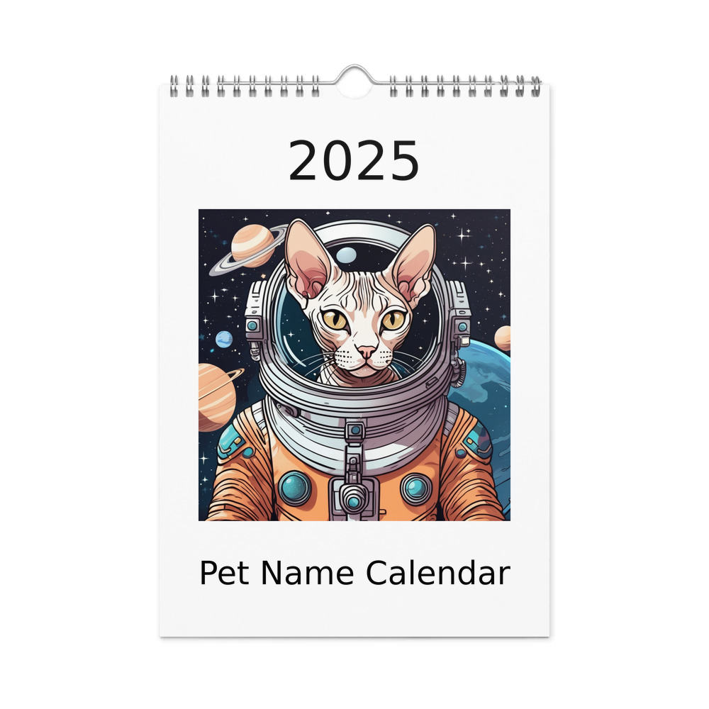 PugMug Custom Tabby Sphynx Cat Wall Calendar (2026)