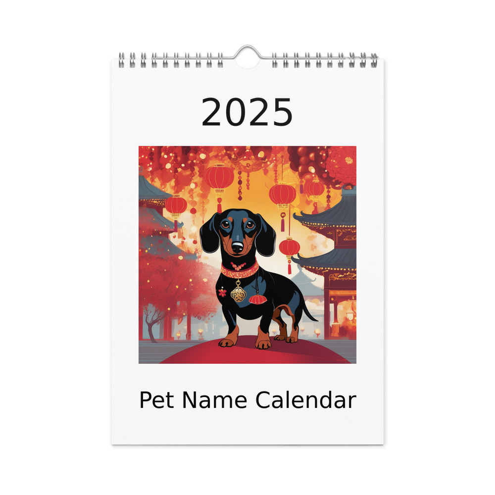 PugMug Custom Black Dachshund Wall Calendar (2026)