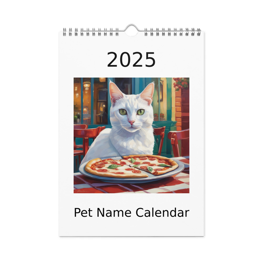 PugMug Custom White Companion Cat Wall Calendar (2026)