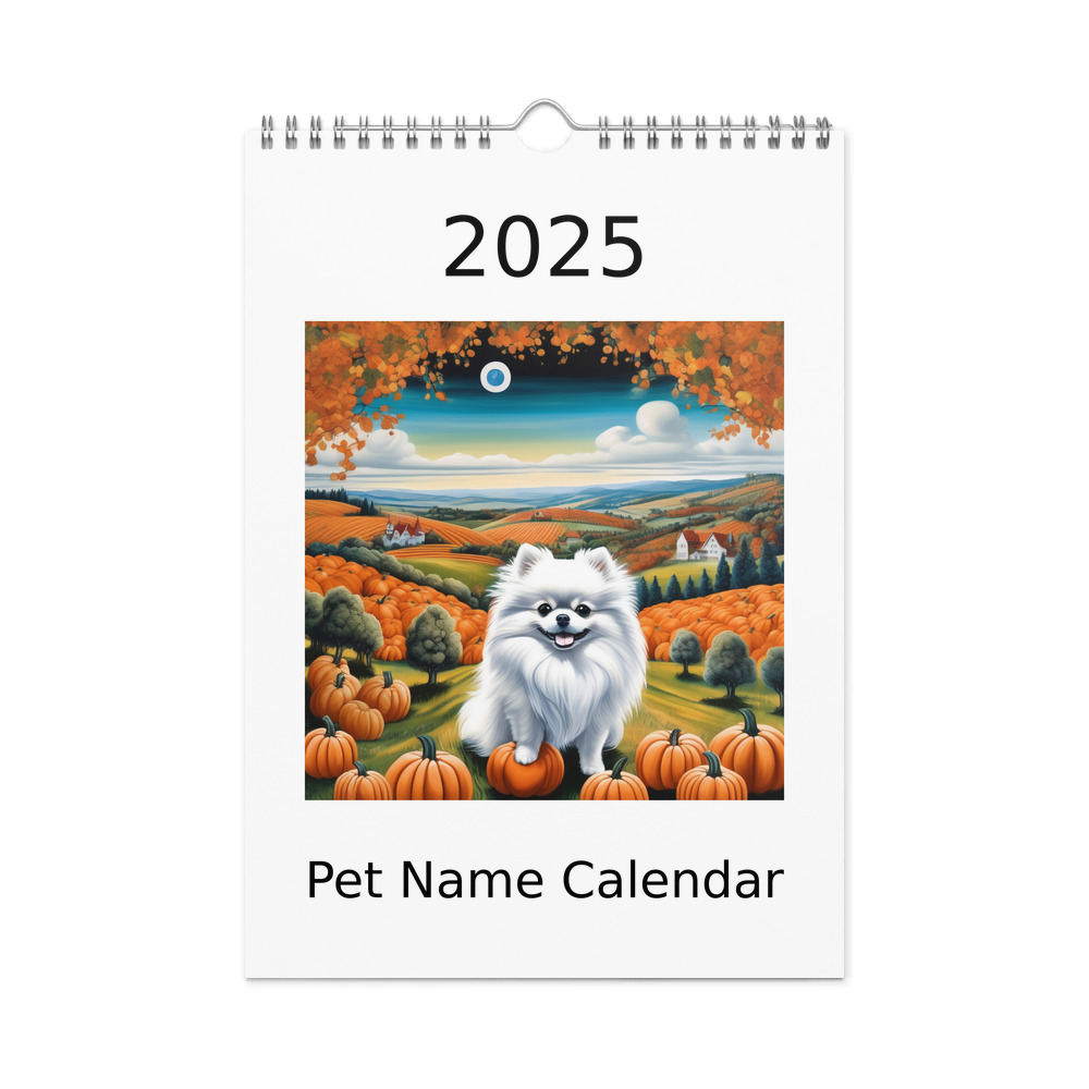 PugMug Custom White Pomeranian Wall Calendar (2026)