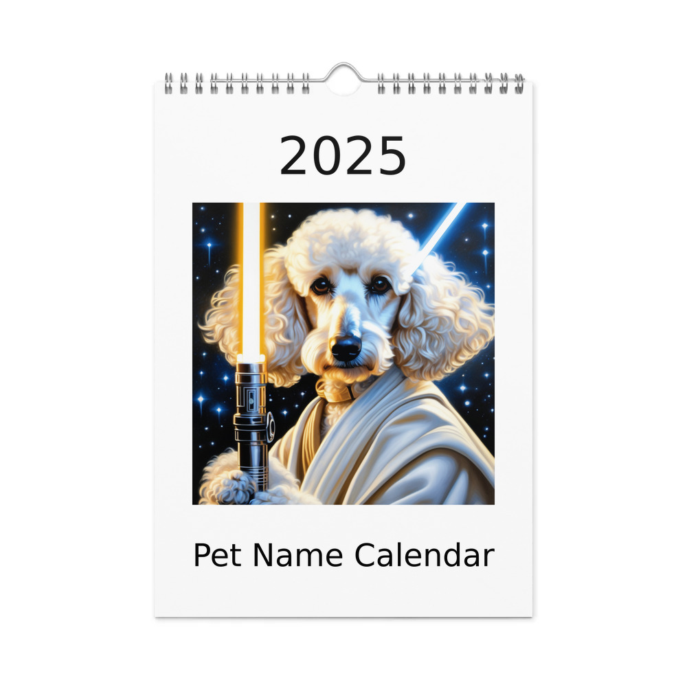 PugMug Custom White Poodle Wall Calendar (2026)