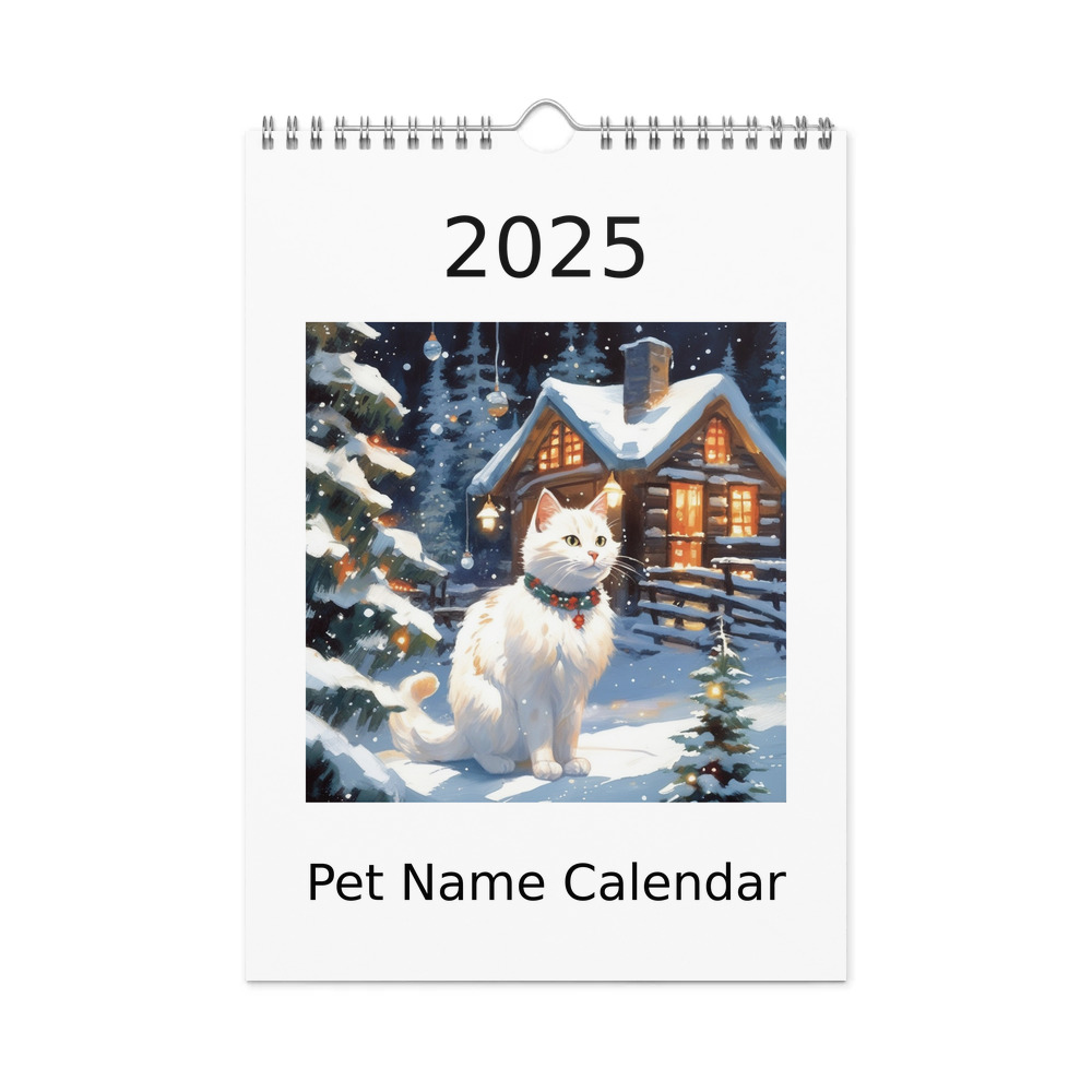 PugMug Custom White Companion Cat Wall Calendar (2026)
