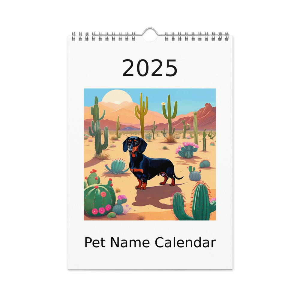 PugMug Custom Black Dachshund Wall Calendar (2026)