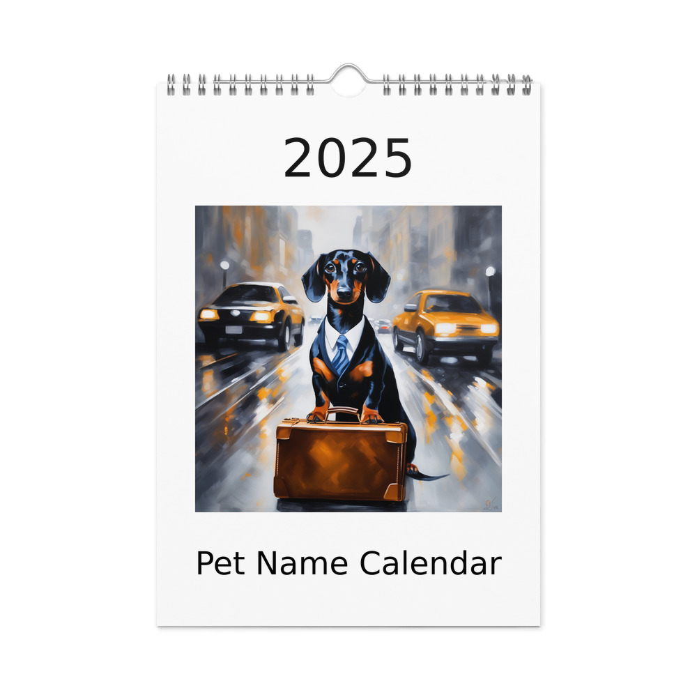 PugMug Custom Black Dachshund Wall Calendar (2026)