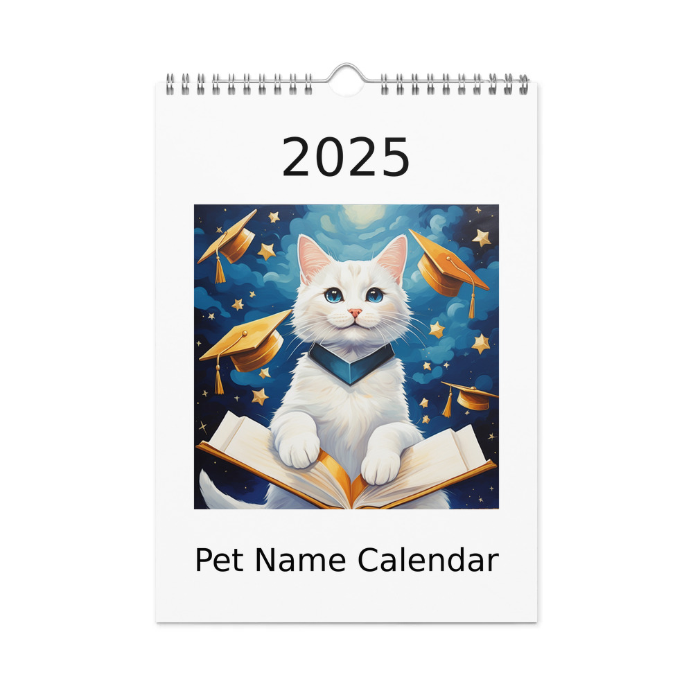 PugMug Custom White Companion Cat Wall Calendar (2026)
