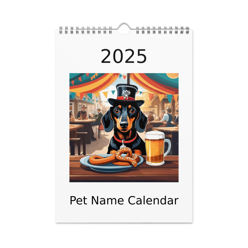PugMug Custom Black Dachshund Wall Calendar (2026)