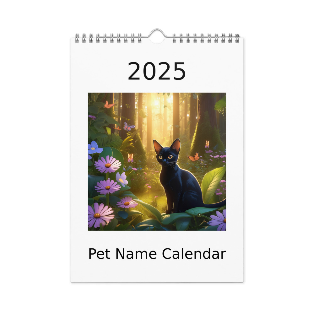 PugMug Custom Black Abyssinian Cat Wall Calendar (2026)