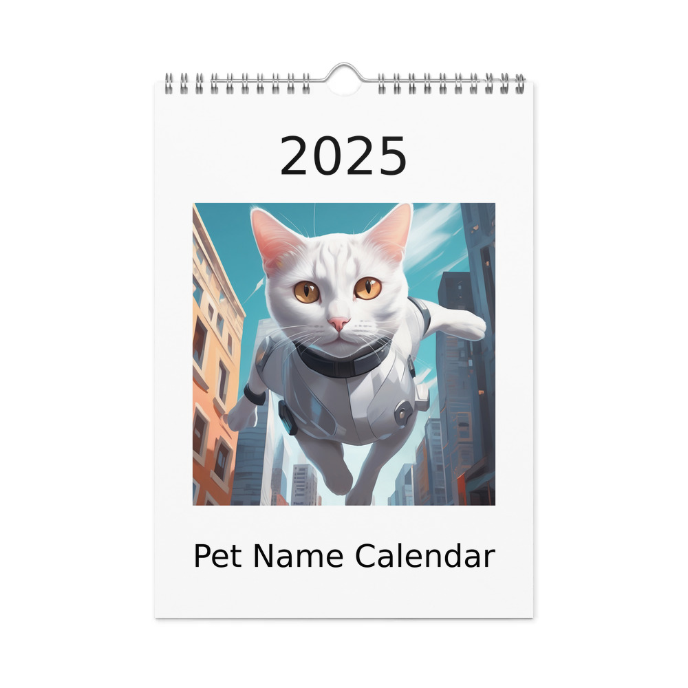 PugMug Custom White Companion Cat Wall Calendar (2026)