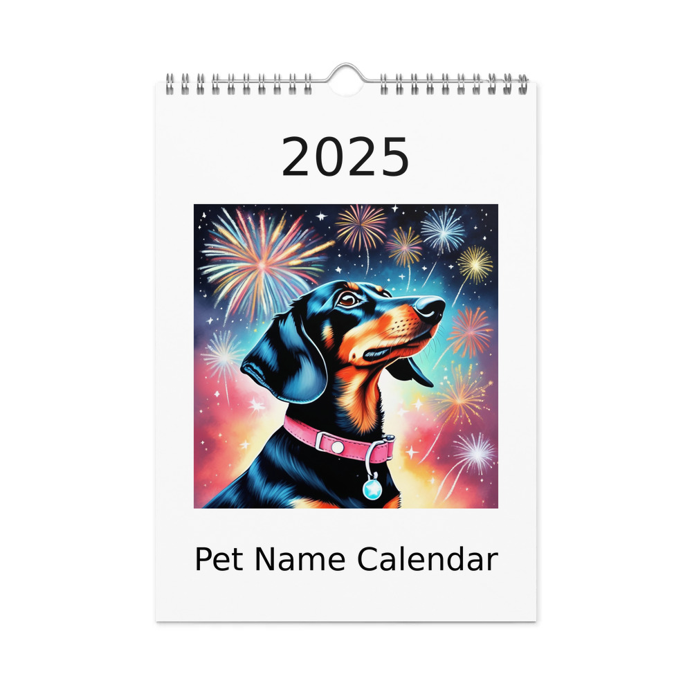PugMug Custom Black Dachshund Wall Calendar (2026)
