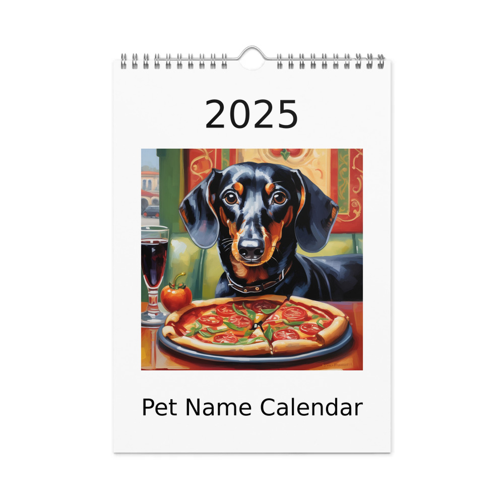 PugMug Custom Black Dachshund Wall Calendar (2026)