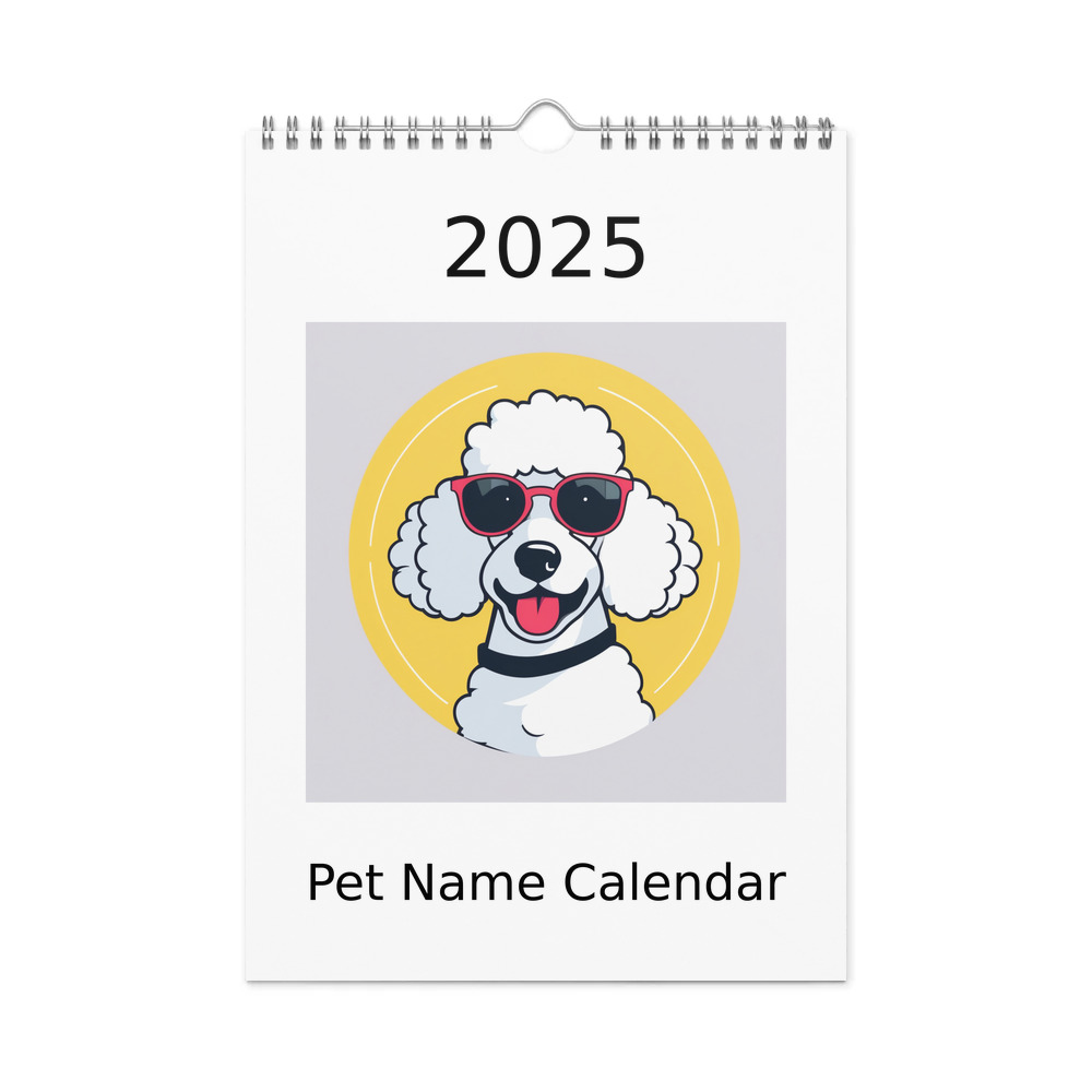 PugMug Custom White Poodle Wall Calendar (2026)