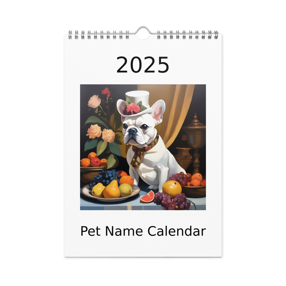 PugMug Custom White French Bulldog Wall Calendar (2026)