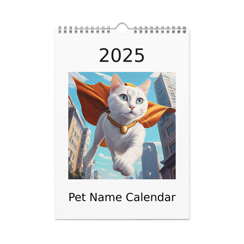 PugMug Custom White Companion Cat Wall Calendar (2026)