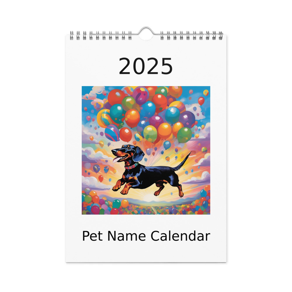 PugMug Custom Black Dachshund Wall Calendar (2026)