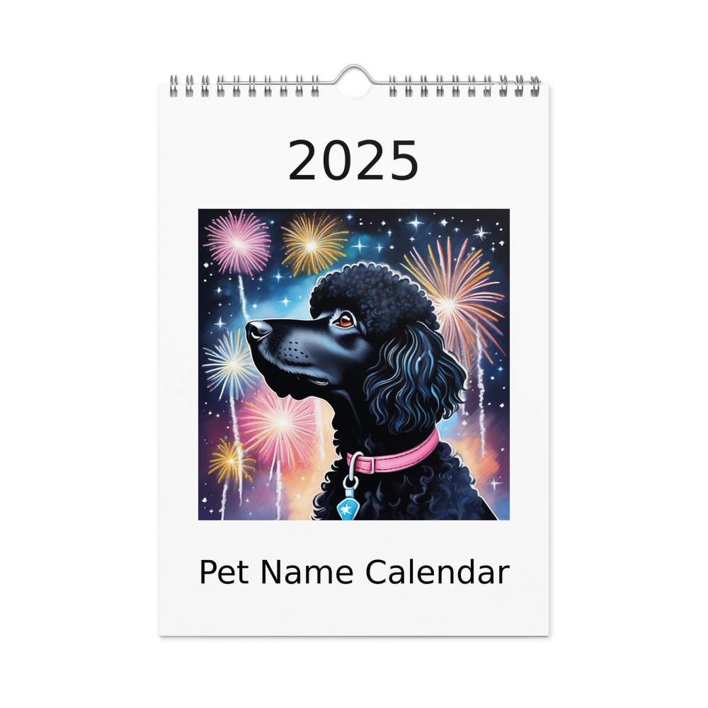PugMug Custom Black Poodle Wall Calendar (2026)