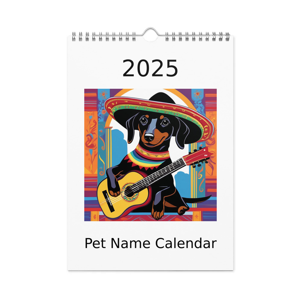 PugMug Custom Black Dachshund Wall Calendar (2026)