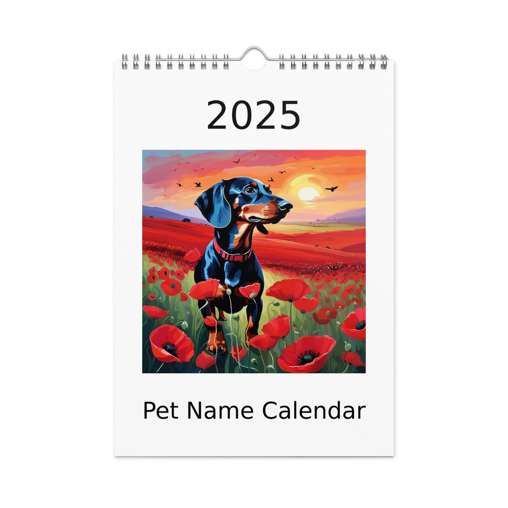 PugMug Custom Black Dachshund Wall Calendar (2026)