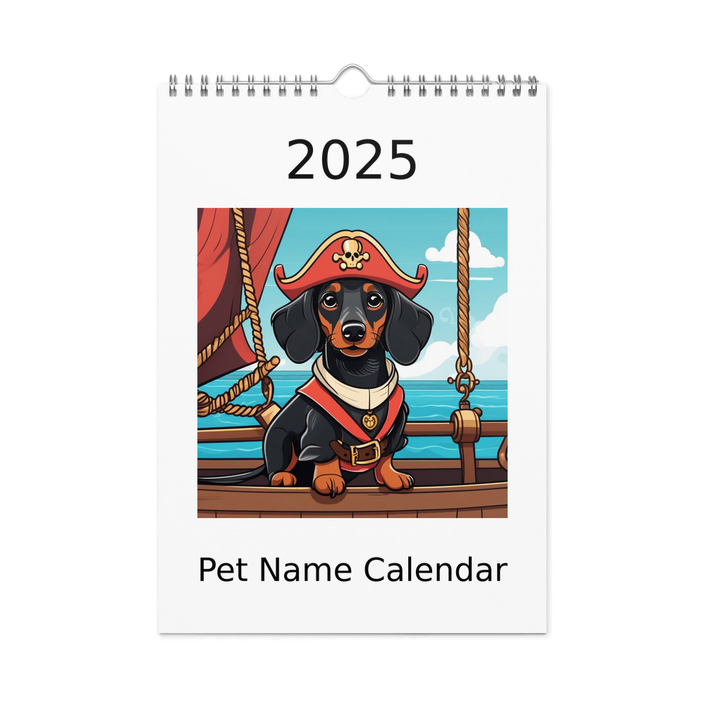 PugMug Custom Black Dachshund Wall Calendar (2026)