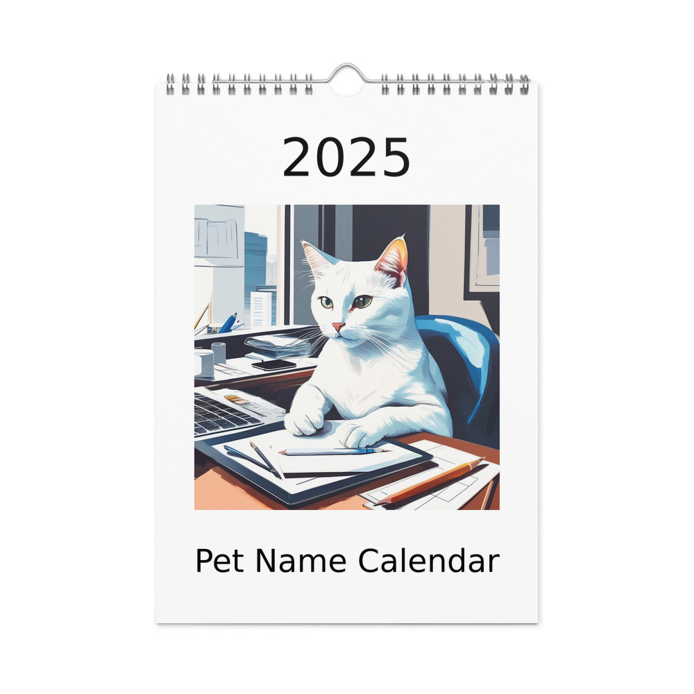 PugMug Custom White Companion Cat Wall Calendar (2026)