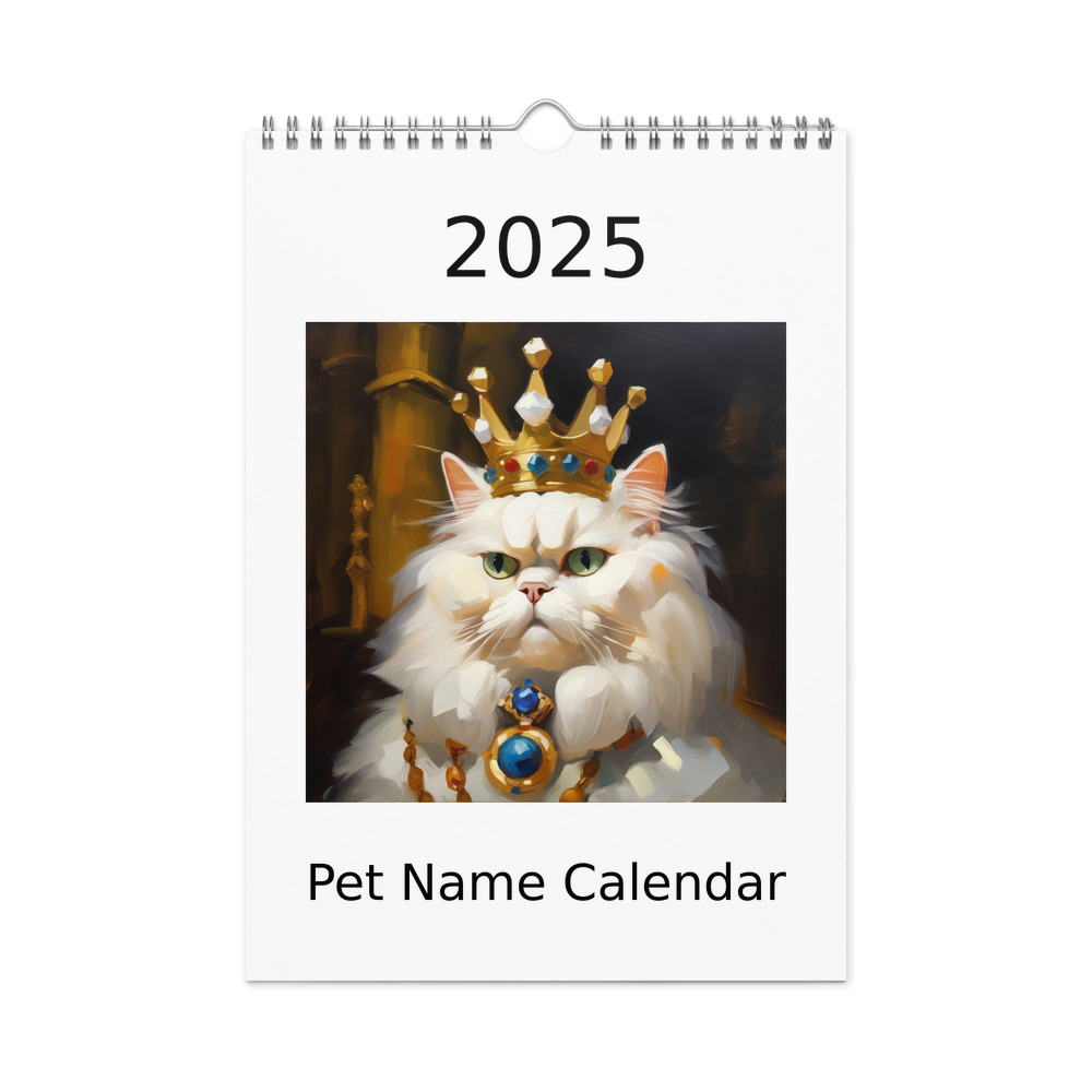 PugMug Custom White Persian Cat Wall Calendar (2026)