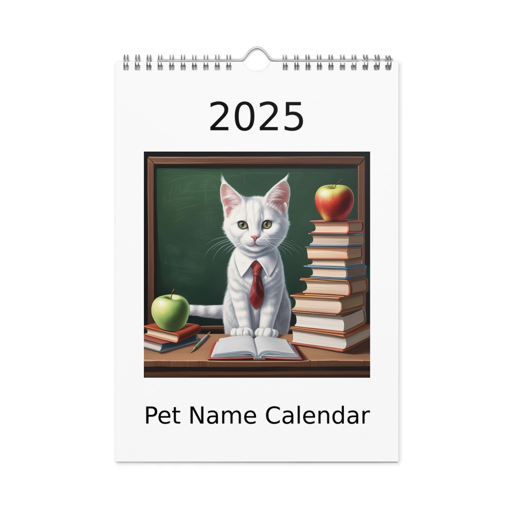 PugMug Custom White Companion Cat Wall Calendar (2026)