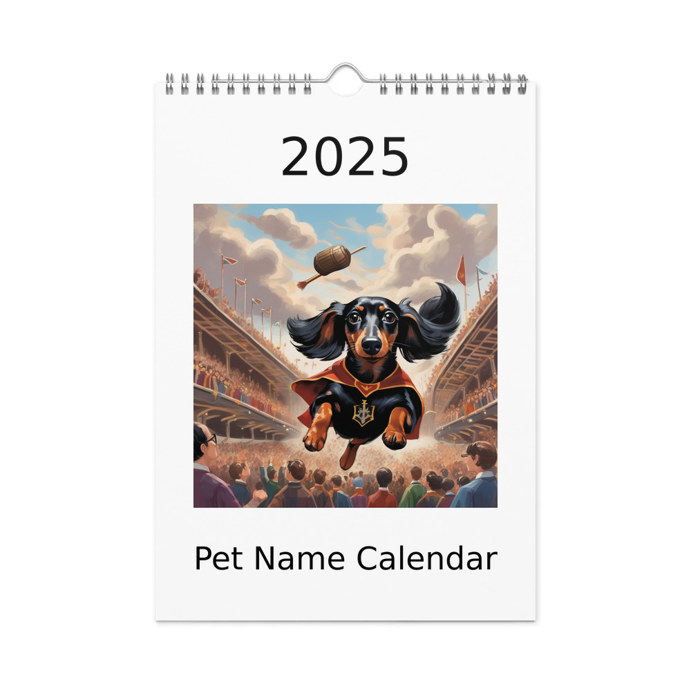 PugMug Custom Black Dachshund Wall Calendar (2026)