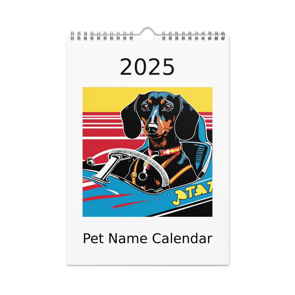 PugMug Custom Black Dachshund Wall Calendar (2026)