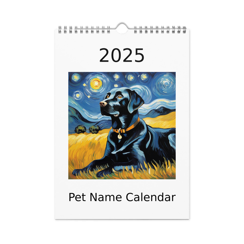 PugMug Custom Black Labrador Retriever Wall Calendar (2026)