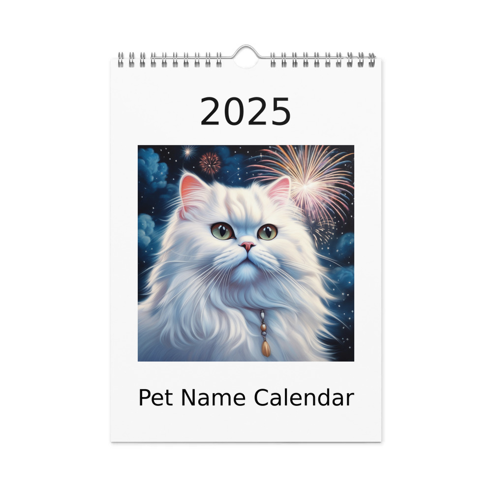 PugMug Custom White Persian Cat Wall Calendar (2026)