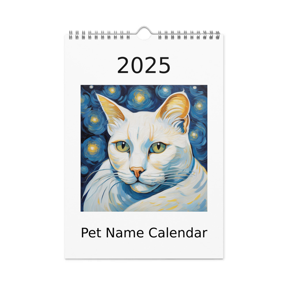 PugMug Custom White Exotic Cat Wall Calendar (2026)