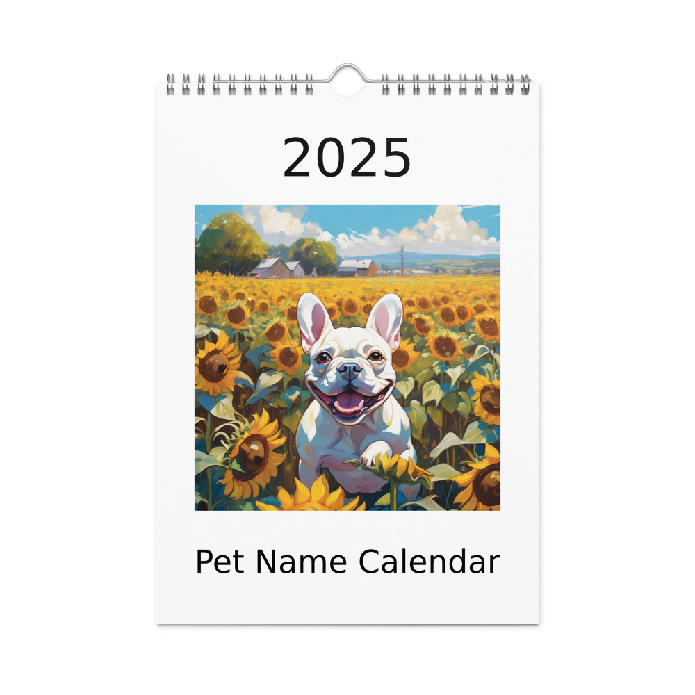 PugMug Custom White French Bulldog Wall Calendar (2026)