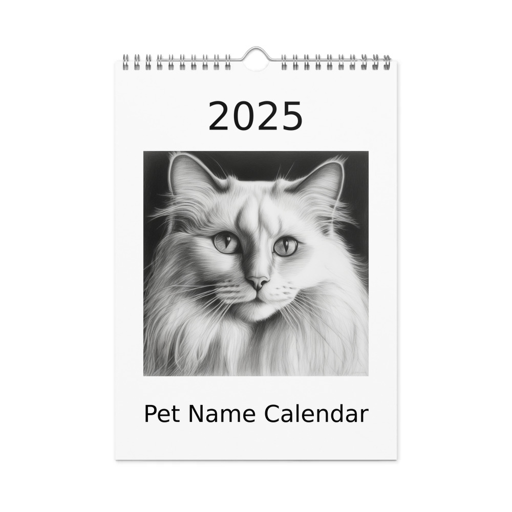PugMug Custom White Ragdoll Cat Wall Calendar (2026)