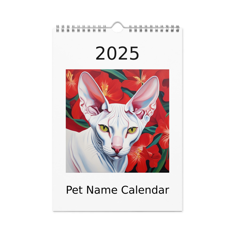 PugMug Custom White Sphynx Cat Wall Calendar (2026)