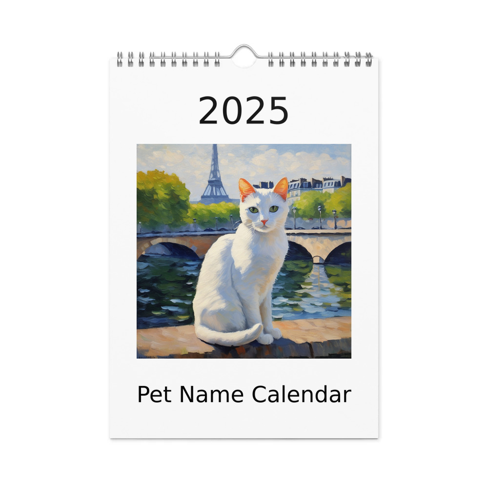 PugMug Custom White Companion Cat Wall Calendar (2026)