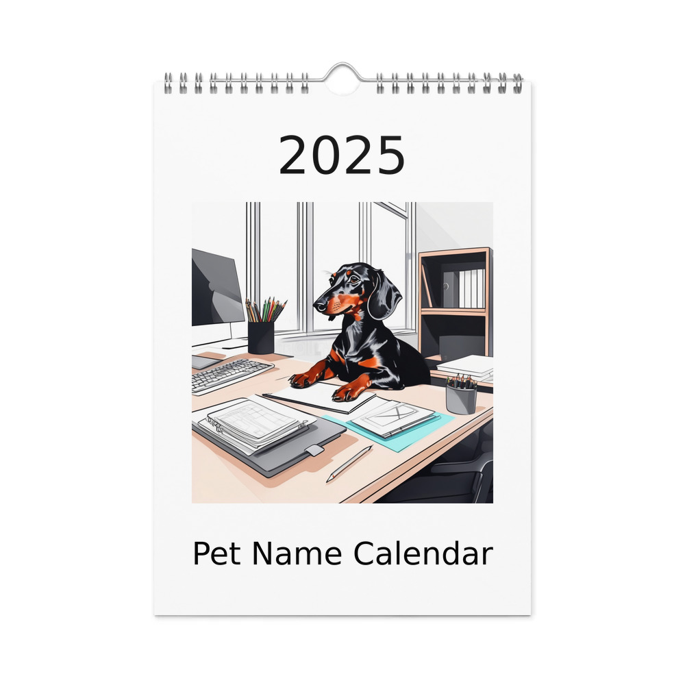 PugMug Custom Black Dachshund Wall Calendar (2026)