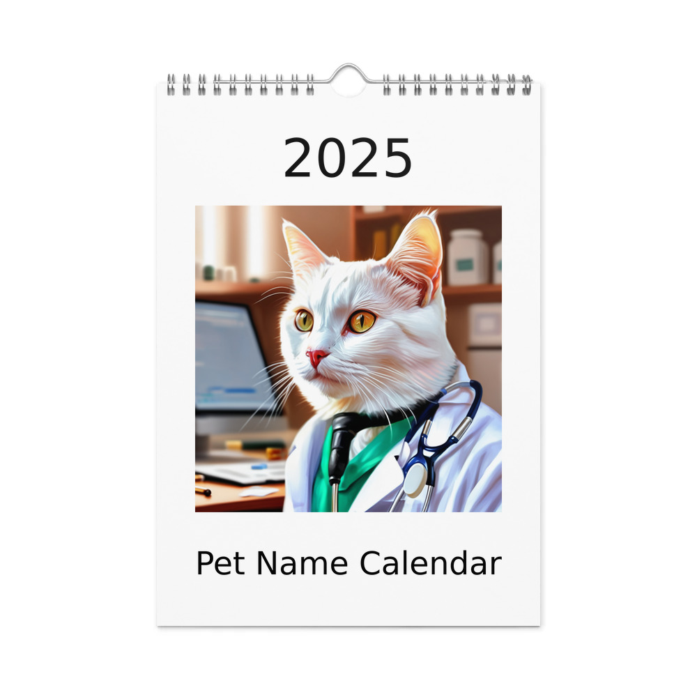 PugMug Custom White Companion Cat Wall Calendar (2026)