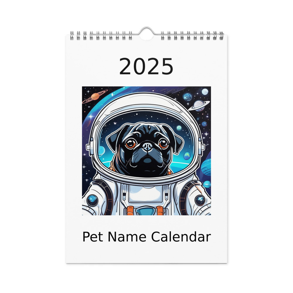 PugMug Custom Black Pug Wall Calendar (2026)