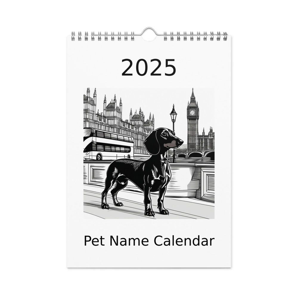PugMug Custom Black Dachshund Wall Calendar (2026)