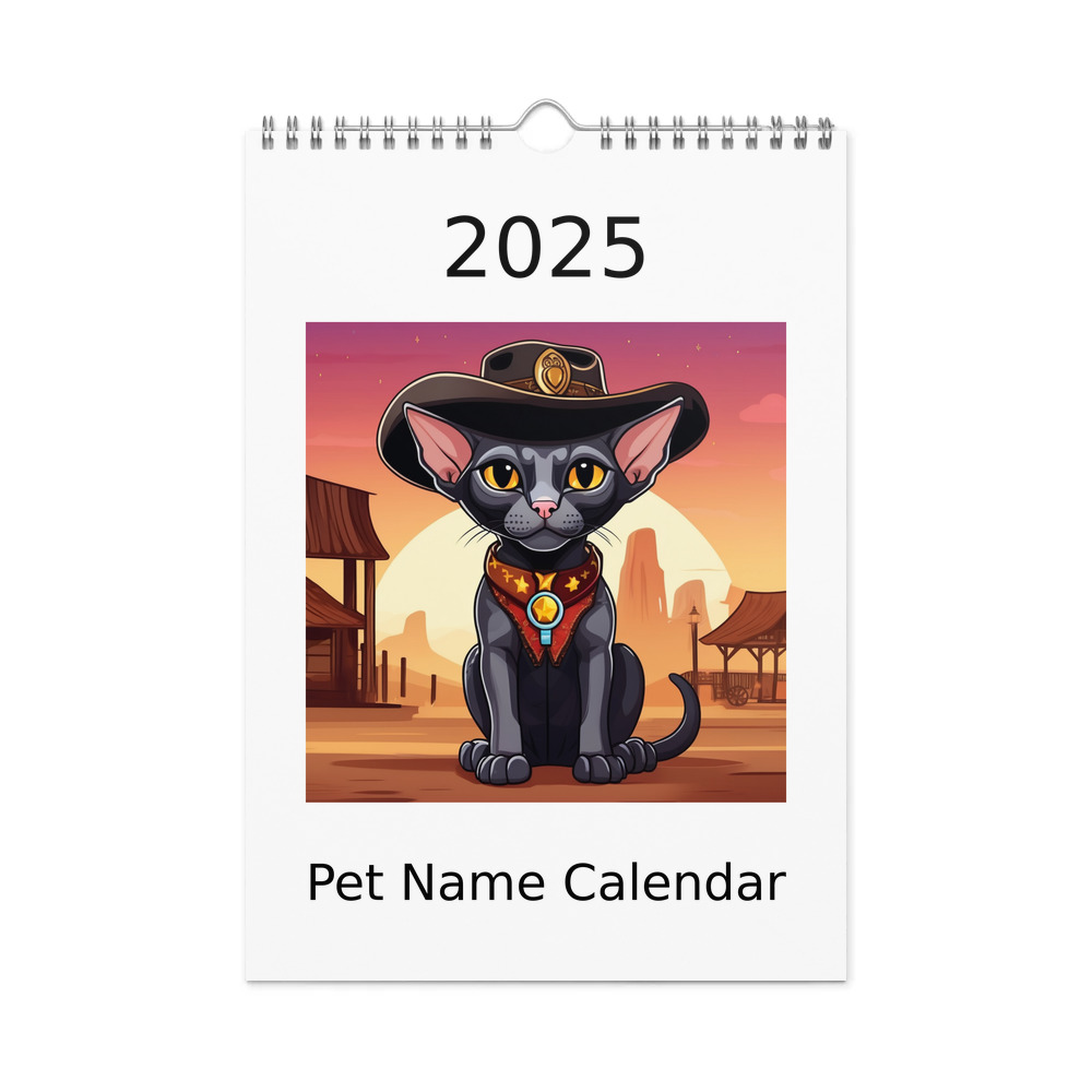 PugMug Custom Black Sphynx Cat Wall Calendar (2026)