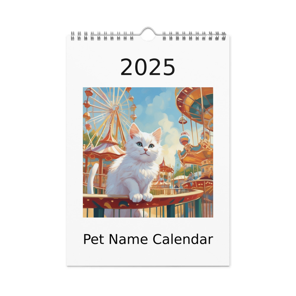 PugMug Custom White Companion Cat Wall Calendar (2026)