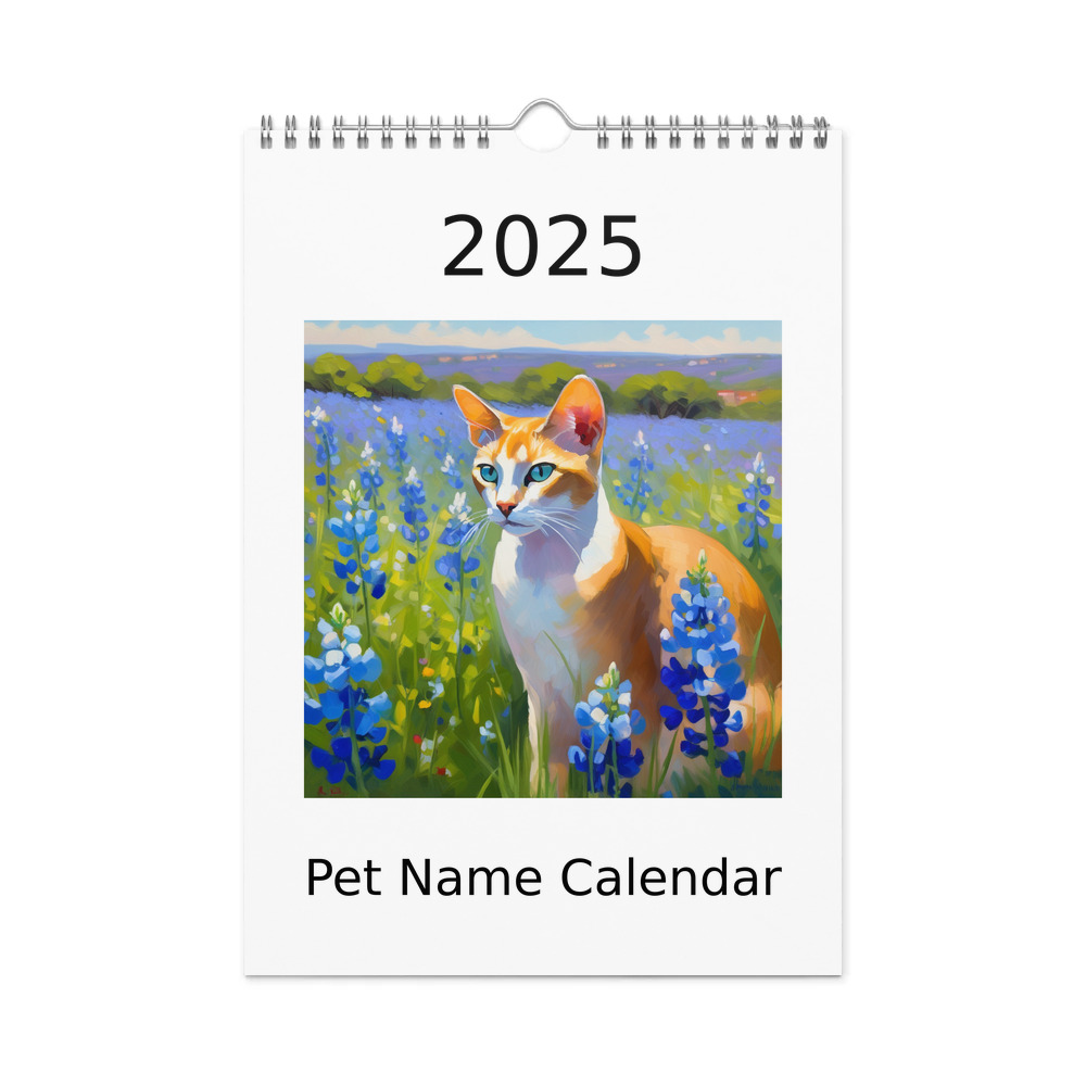 PugMug Custom White Abyssinian Cat Wall Calendar (2026)