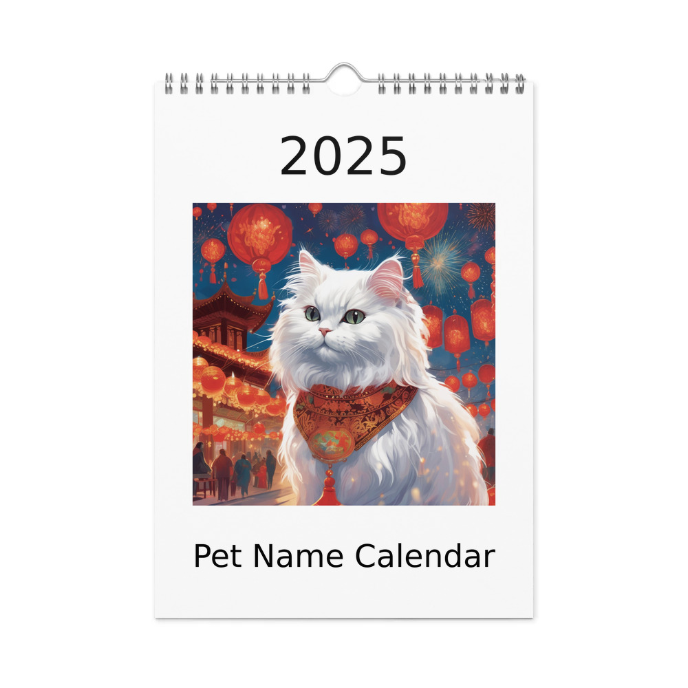 PugMug Custom White Persian Cat Wall Calendar (2026)